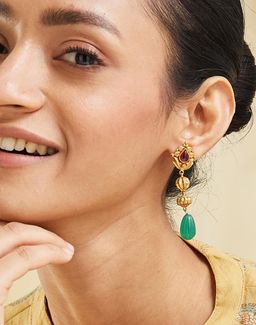 Fabindia - Women Multi-Color Stone Dangler Earrings
