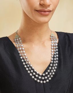 Fabindia - Women Silver Layered Long Necklace