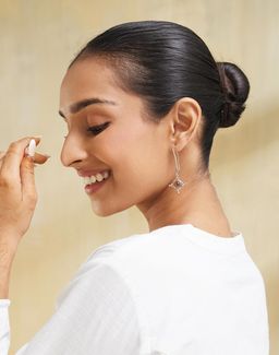 Fabindia - Women Black Stone Dangler Earrings