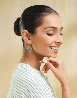 Fabindia - Women Turquoise Stone Drop Earrings