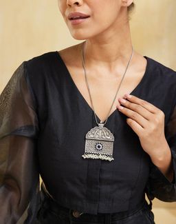 Fabindia - Women Brass Blue Long Necklace