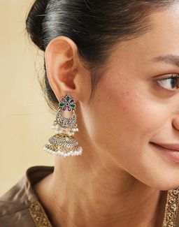 Fabindia - Women Brass Multi-Color Jhumka Earrings