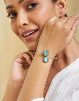 Fabindia - Women Brass Mint Green Adjustable Bracelet