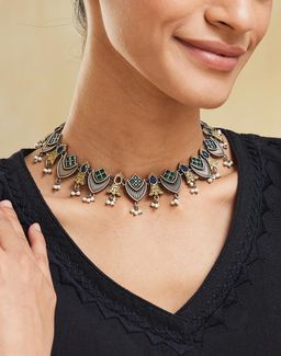 Fabindia - Women Brass Multi-Color Stone Necklace