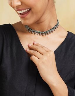 Fabindia - Women Brass Green Stone Necklace