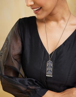 Fabindia - Women Brass Blue Stone Long Necklace