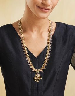 Fabindia - Women Traditional Brass Multi-Color Stone Long Necklace