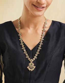 Fabindia - Women Traditional Brass Multi-Color Stone Long Necklace