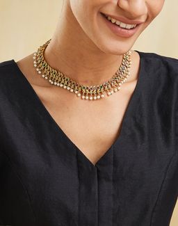 Fabindia - Women Brass Multi-Color Stone and Pearl Necklace