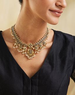 Fabindia - Women Brass Multi-Color Stone and Pearl Necklace