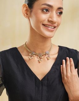 Fabindia - Women Brass Multi-Color Stone Necklace