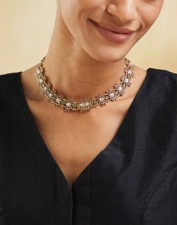 Fabindia - Women Brass Multi-Color Stone Necklace