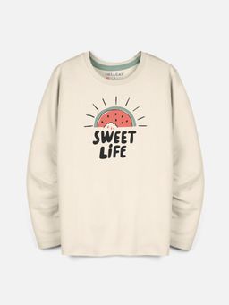 HELLCAT - Beige Trendy Printed Round Neck Full Sleeve T-shirt for Boys