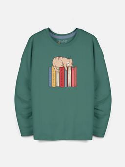 HELLCAT - Green Trendy Graphic Round Neck Full Sleeve T-shirt for Boys