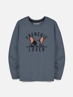 HELLCAT - Dark Grey Trendy Printed Round Neck Full Sleeve T-shirt for Boys