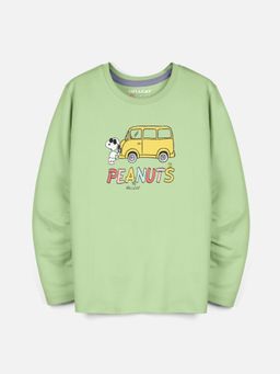 HELLCAT - Light Green Trendy Printed Round Neck Full Sleeve T-shirt for Boys