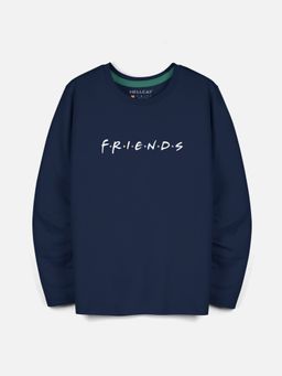 HELLCAT - Navy Blue Trendy Typographic Round Neck Full Sleeve T-shirt for Boys