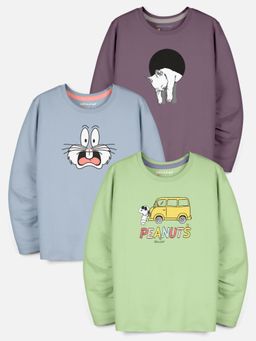 HELLCAT - Multi-Color Trendy Graphic Round Neck Full Sleeve T-shirt for Boys (Pack of 3)