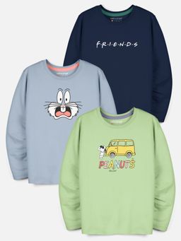 HELLCAT - Multi-Color Trendy Graphic Round Neck Full Sleeve T-shirt for Boys (Pack of 3)