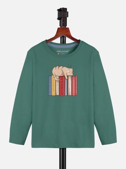 HELLCAT - Green Trendy Graphic Round Neck Full Sleeve T-shirt for Girls