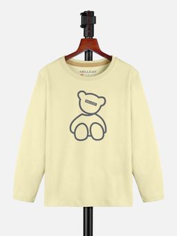 HELLCAT - Yellow Trendy Printed Round Neck Full Sleeve T-shirt for Girls
