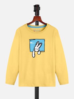 HELLCAT - Mustard Trendy Graphic Round Neck Full Sleeve T-shirt for Girls