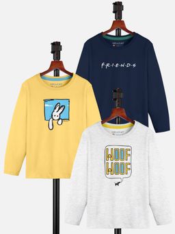 HELLCAT - Multi-Color Trendy Graphic Round Neck Full Sleeve T-shirt for Girls (Pack of 3)