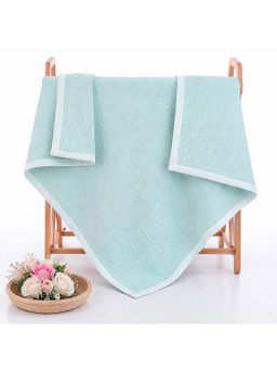 MumsLap - Blue Crinkled Muslin 4-Layer Baby Blanket Ultra Soft & Breathable Cotton Wrap (0-2 Years)