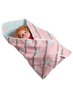 MumsLap - Swan Pink 6 Layers Muslin Baby Blanket & Wrapper (0-2 Years)