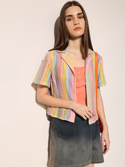 ONLY - Women Multi-Color Regular Fit Cotton Blend Shirt