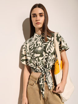 ONLY - Women Green Regular Fit Viscose Blend Shirt