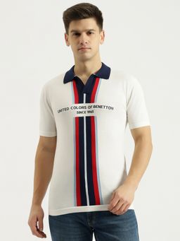 United Colors of Benetton - Men White Pure Cotton Regular Fit Polo T-Shirt
