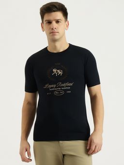 United Colors of Benetton - Men Black Pure Cotton Regular Fit T-Shirt