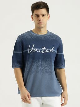 United Colors of Benetton - Men Blue Pure Cotton Boxy Fit T-Shirt