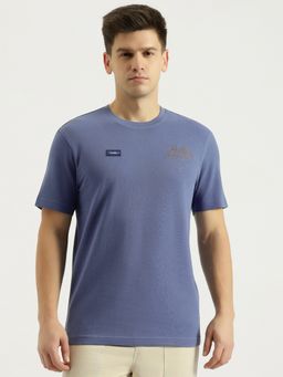United Colors of Benetton - Men Blue Pure Cotton Relaxed Fit T-Shirt
