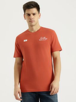 United Colors of Benetton - Men Rust Pure Cotton Relaxed Fit T-Shirt