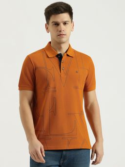United Colors of Benetton - Men Rust Pure Cotton Relaxed Fit Polo T-Shirt