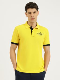 United Colors of Benetton - Men Yellow Pure Cotton Relaxed Fit Polo T-Shirt