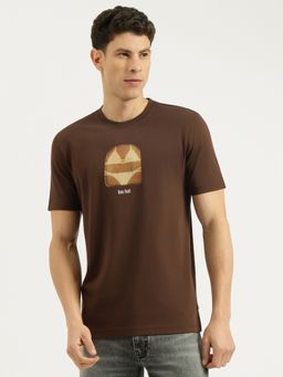 United Colors of Benetton - Men Brown Pure Cotton Relaxed Fit T-Shirt