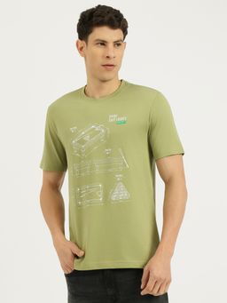 United Colors of Benetton - Men Green Pure Cotton Relaxed Fit T-Shirt