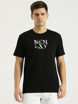 United Colors of Benetton - Men Black Polycotton Relaxed Fit T-Shirt