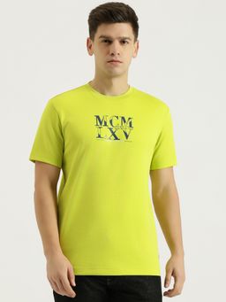 United Colors of Benetton - Men Green Polycotton Relaxed Fit T-Shirt