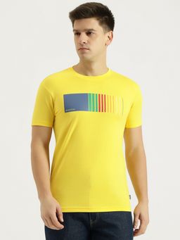United Colors of Benetton - Men Yellow Cotton Blend Regular Fit T-Shirt