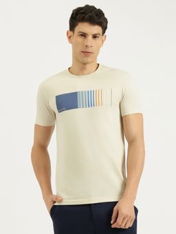United Colors of Benetton - Men Cream Pure Cotton Regular Fit T-Shirt