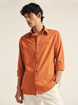 Andamen - Men Rust Pure Cotton Regular Fit Shirt