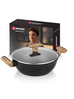 Bergner - Sienna Elite Granite Kadai with Glass Lid - 24 cm (2.9 L)
