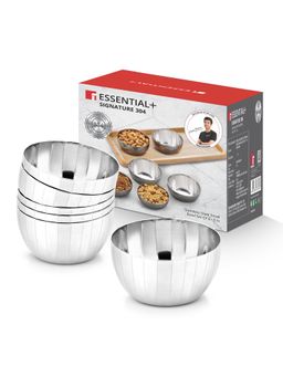 Bergner - Essential Plus Signature 304 Stainless Steel Hammered Design Bowl Set of 6 - 200 ml