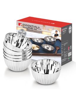 Bergner - Essential Plus Signature 304 Stainless Steel Hammered Design Bowl Set of 6 - 350 ml