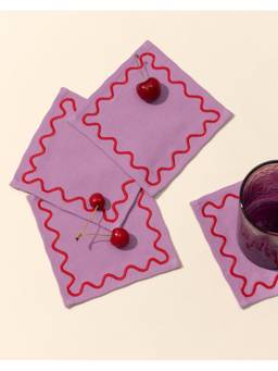 Lovedwell - Lavender Embroidered Cocktail Napkins - Set of 4