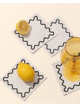 Lovedwell - Marshmallow Embroidered Cocktail Napkins - Set of 4